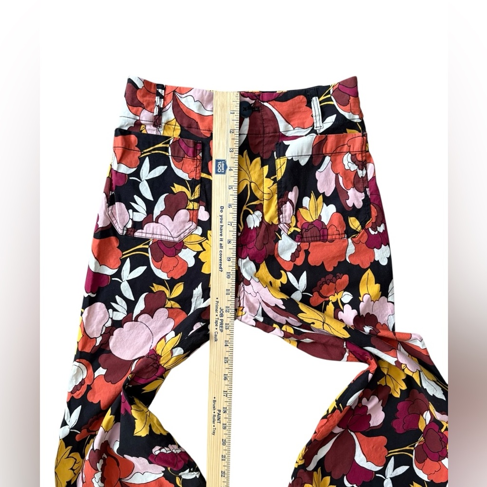 Anthropologie Maeve The Colette Cropped Wide-Leg Pants Floral Mod Size 27 Linen - Picture 7 of 11